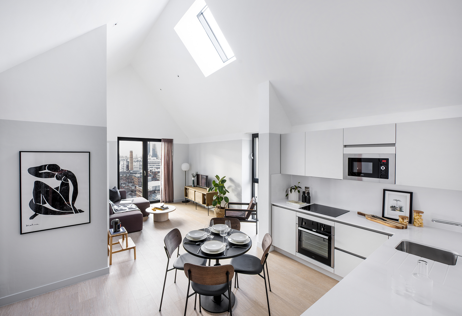 Kampus Apartment with Skylight and open plan space.