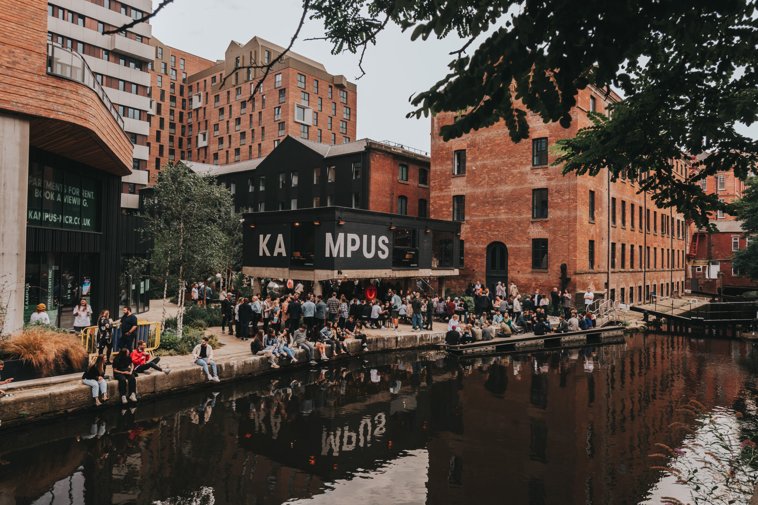 A busy event at Kampus - A shot taken over the Manchester Canal.