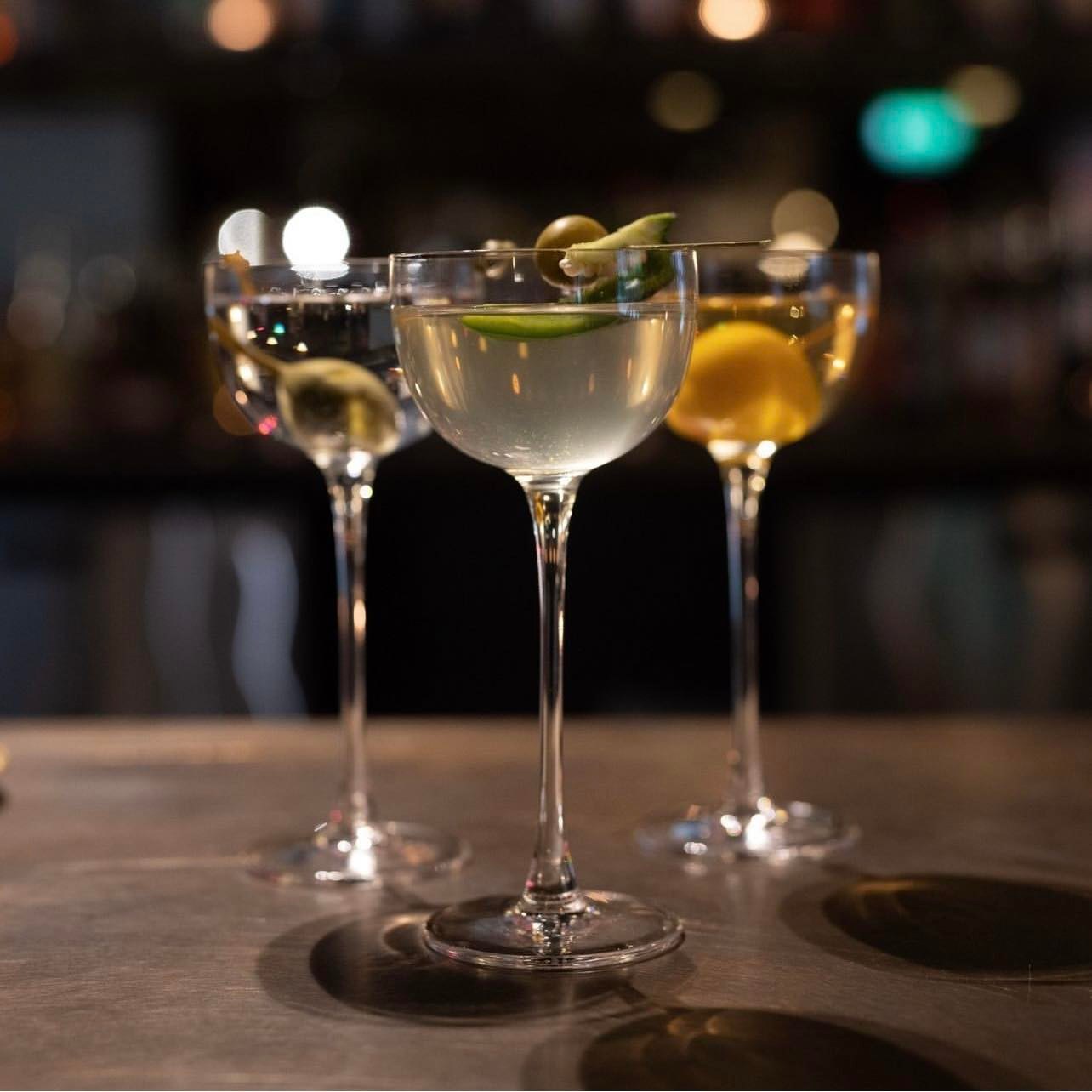 3 tall cocktail glasses